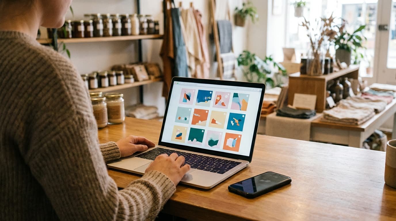 Small business owner managing every social channel from a single dashboard instead of five phone apps